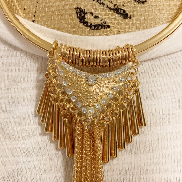Glam Gold Tassel Statement Set – Necklace & Earrings (NWT) - Picture 7 of 9